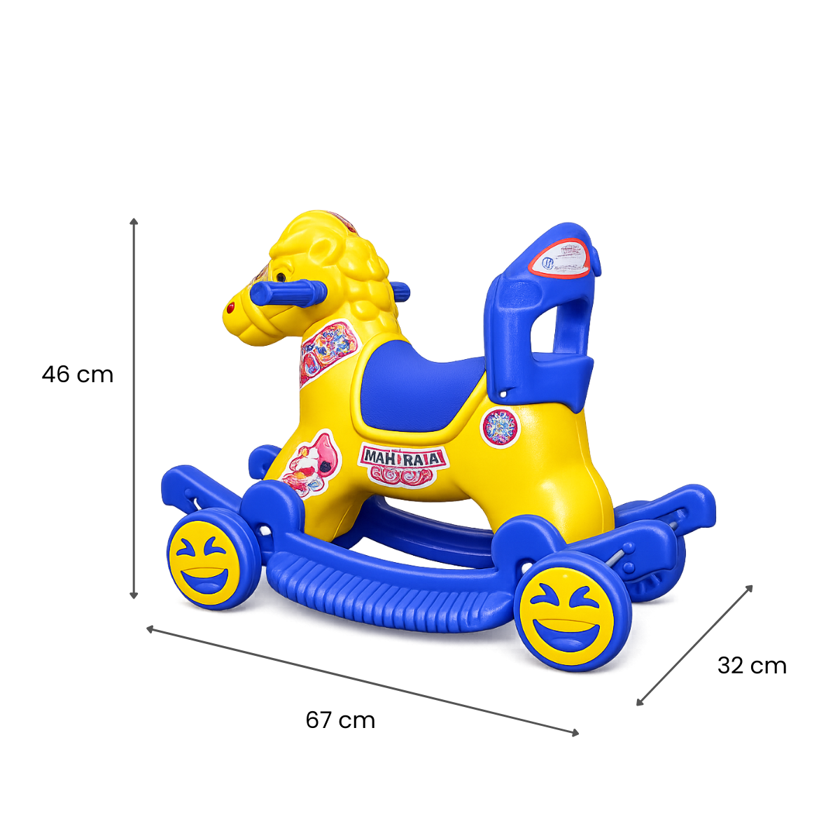 Maharaja Chetak 2-in-1 Ride-On & Rocker Horse - Yellow & Blue