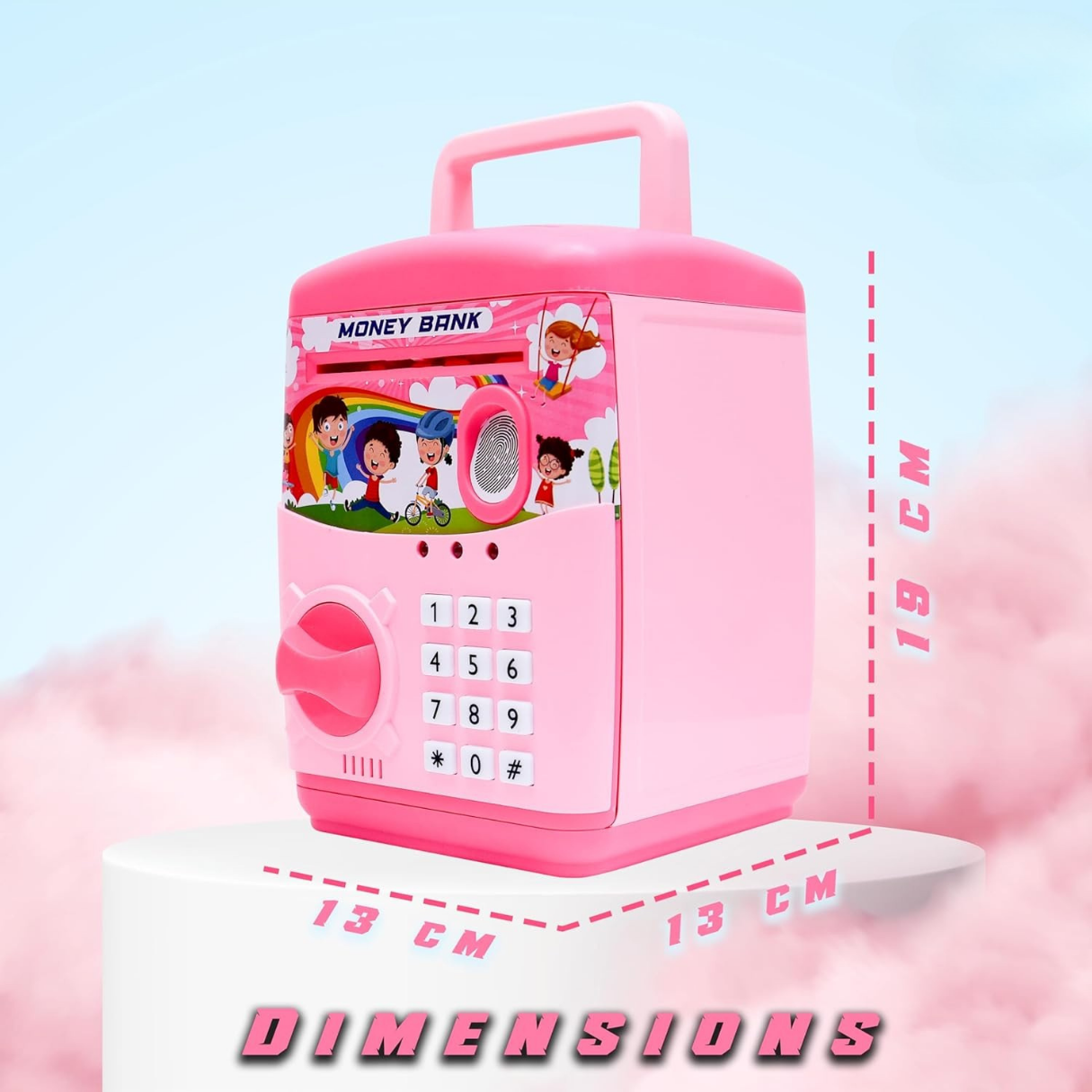 Finger Print Piggy Bank - Pink