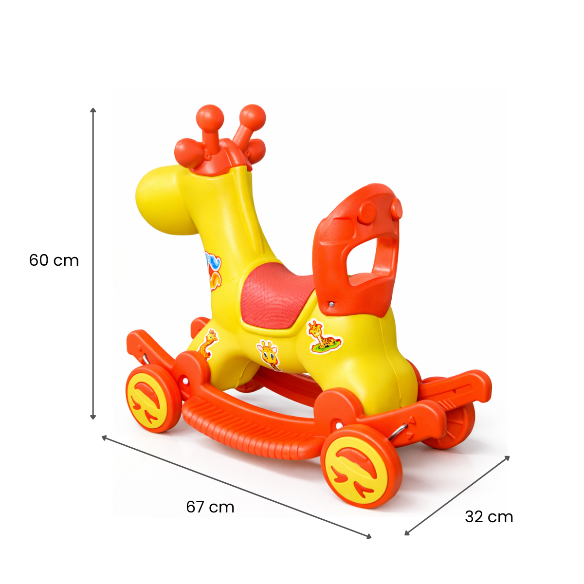 Leo 2-in-1 Ride-On & Rocker Giraffe - Yellow & Red