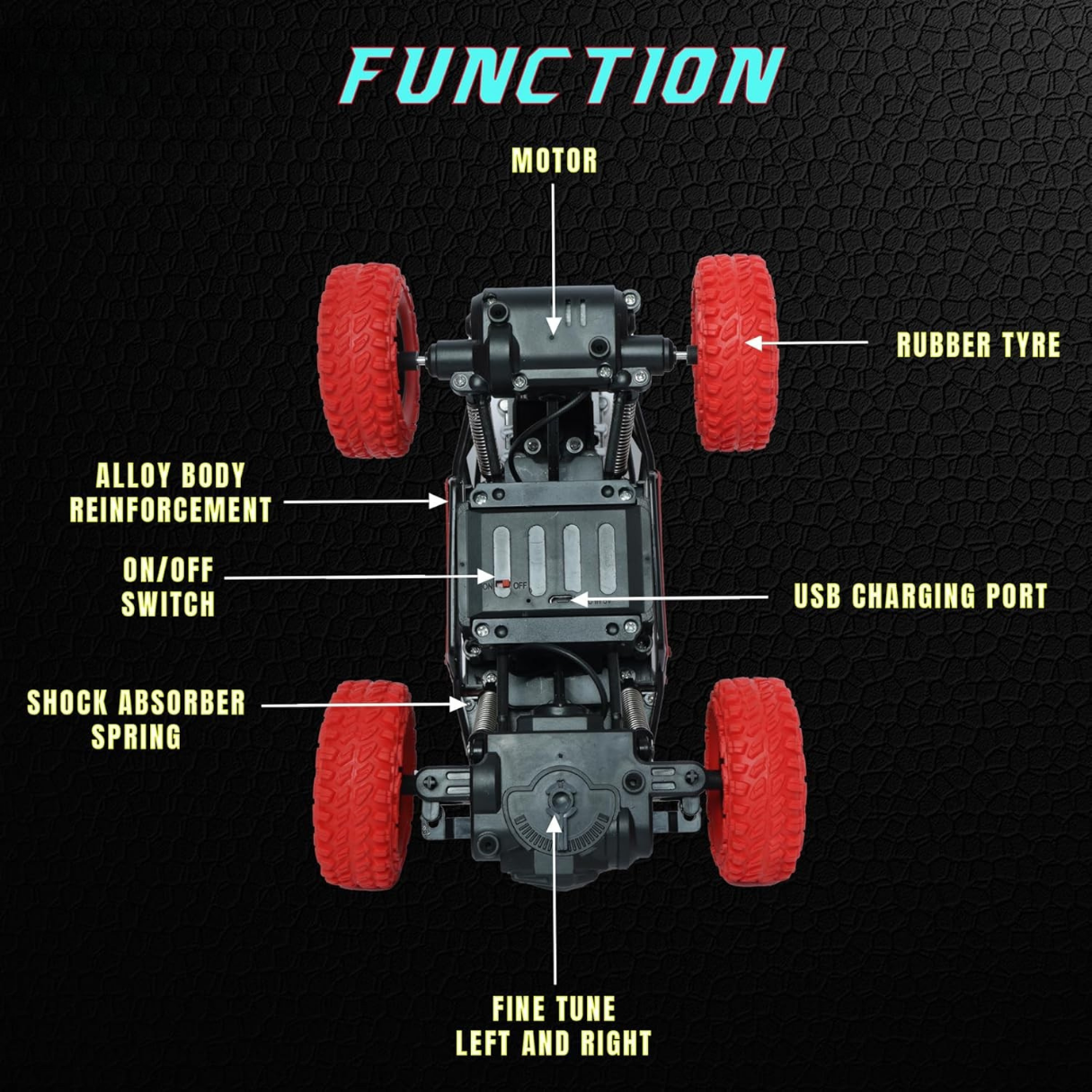 Rock Crawler RC Car with Smoke - Red