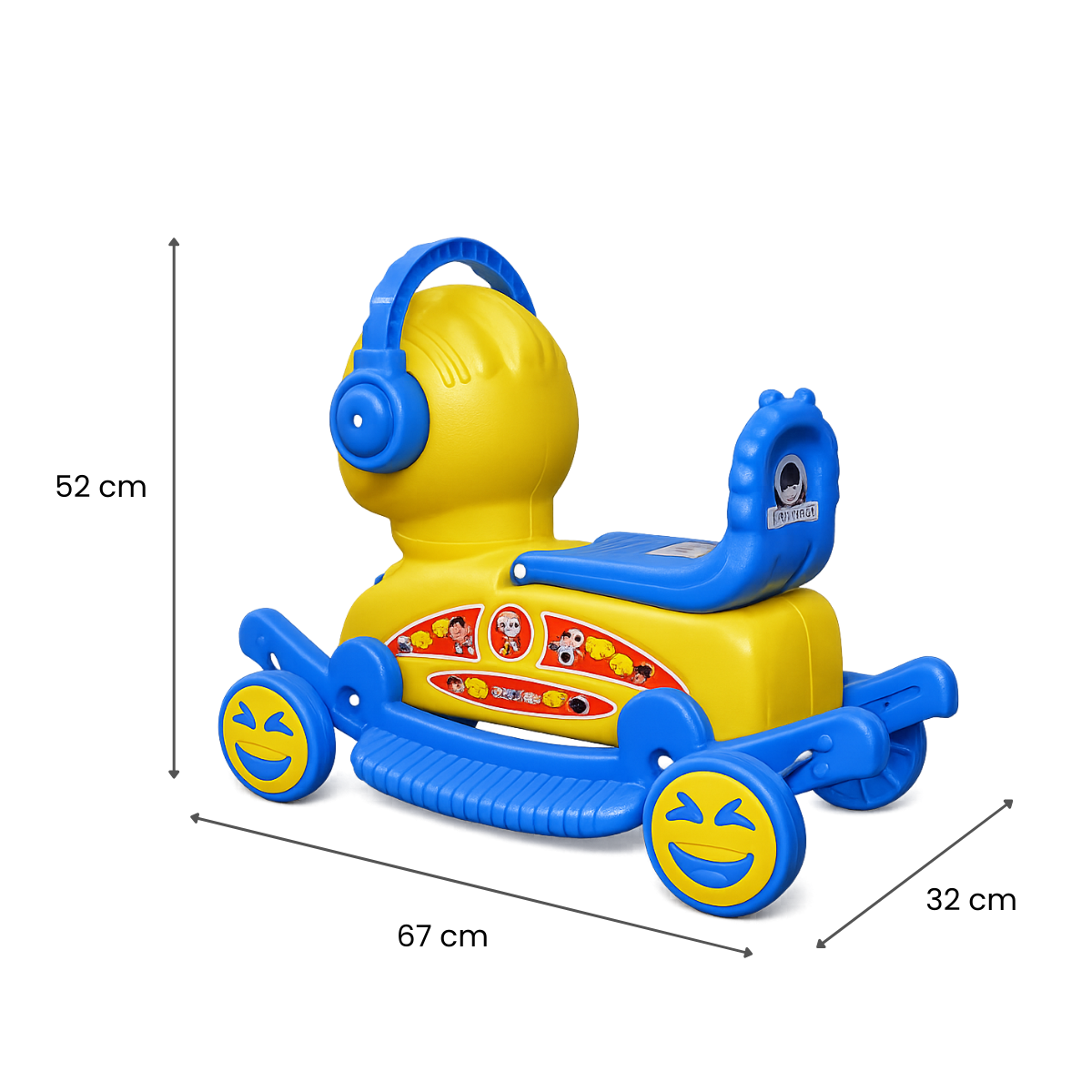 Mr. Robot 2-in-1 Ride-On & Rocker - Yellow & Blue