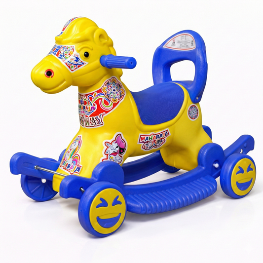 Maharaja Chetak 2-in-1 Ride-On & Rocker Horse - Yellow & Blue