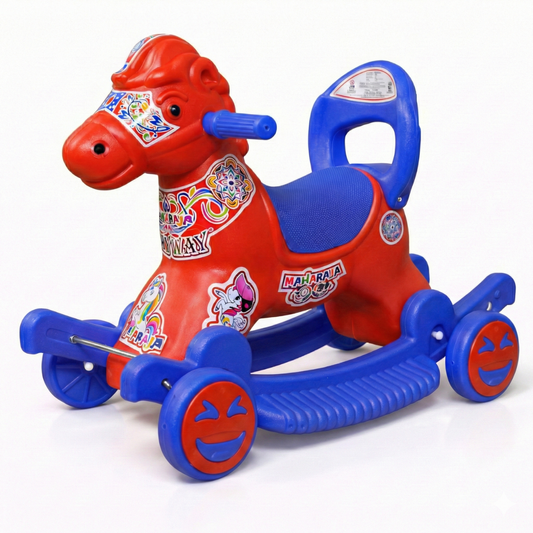 Maharaja Chetak 2-in-1 Ride-On & Rocker Horse - Red & Blue