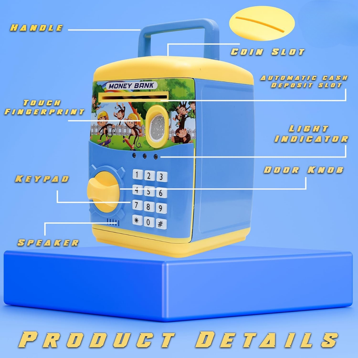 Finger Print Piggy Bank - Blue