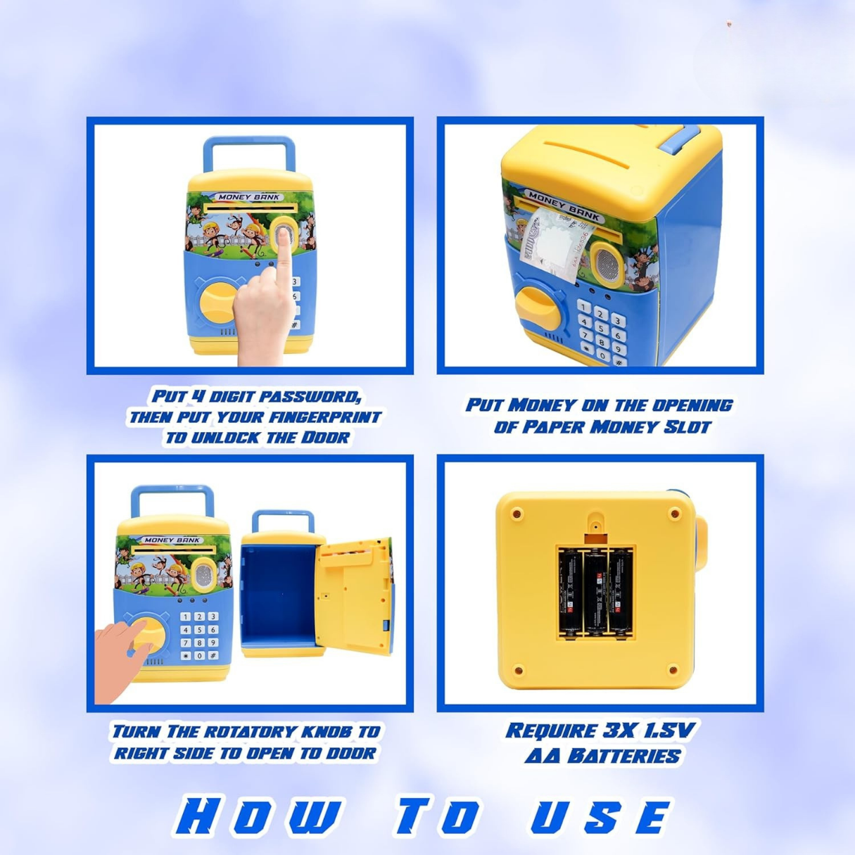 Finger Print Piggy Bank - Blue