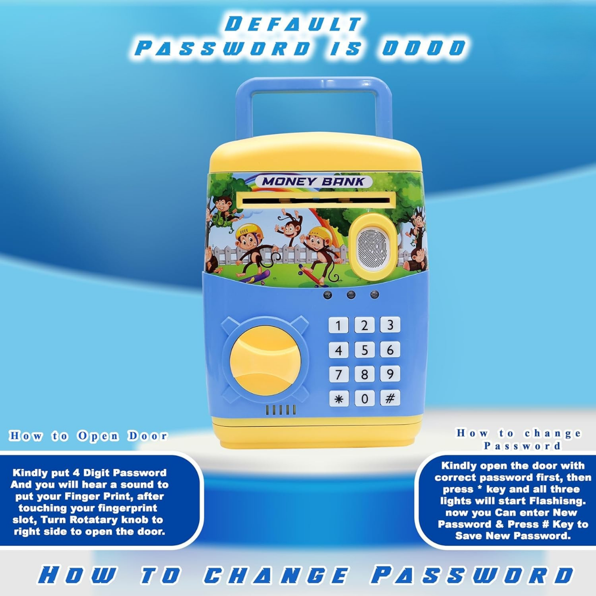 Finger Print Piggy Bank - Blue