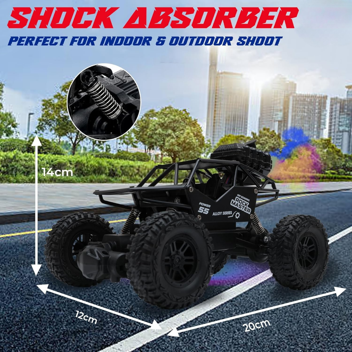 Rock Crawler RC Car with Smoke - Black