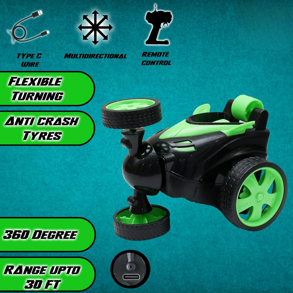 SpinX RC Stunt Car - Green