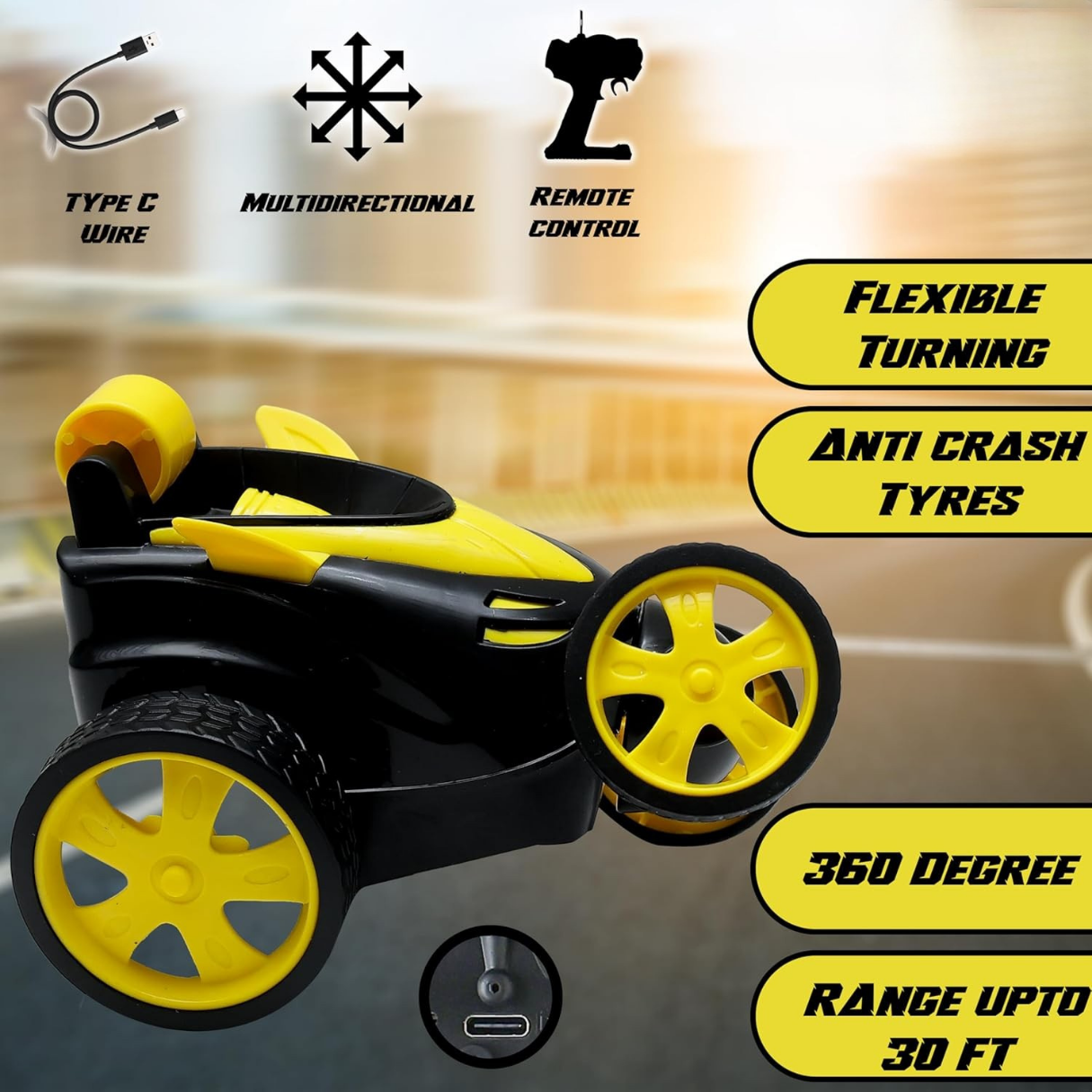 SpinX RC Stunt Car - Yellow