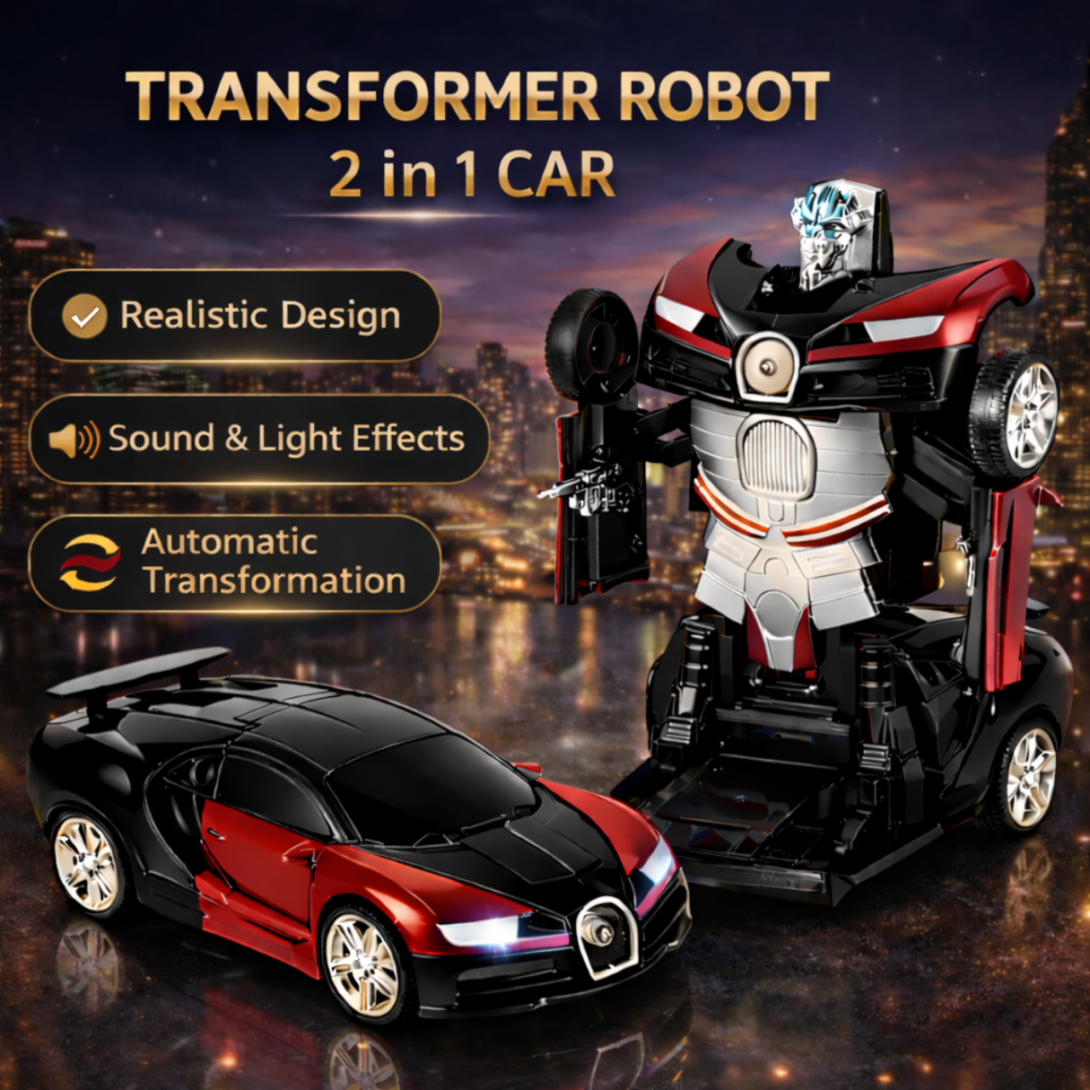 Mecha Transformer 2 in 1 Robot Car - Red