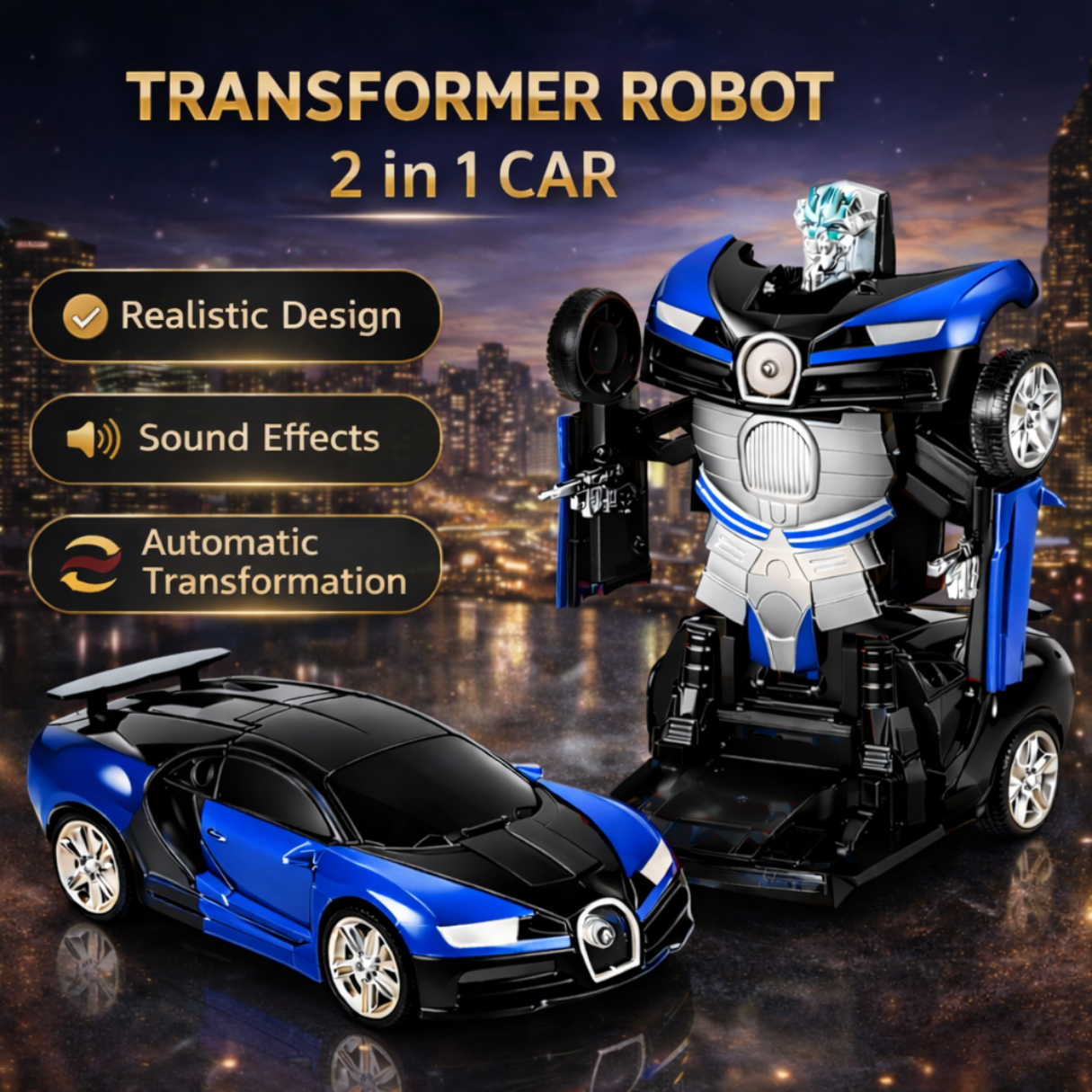 Mecha Transformer 2 in 1 Robot Car - Blue