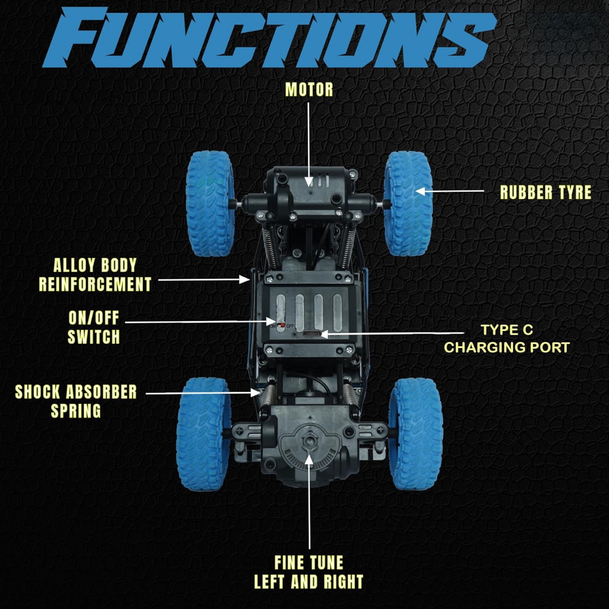 Rock Crawler RC Car with Smoke - Blue