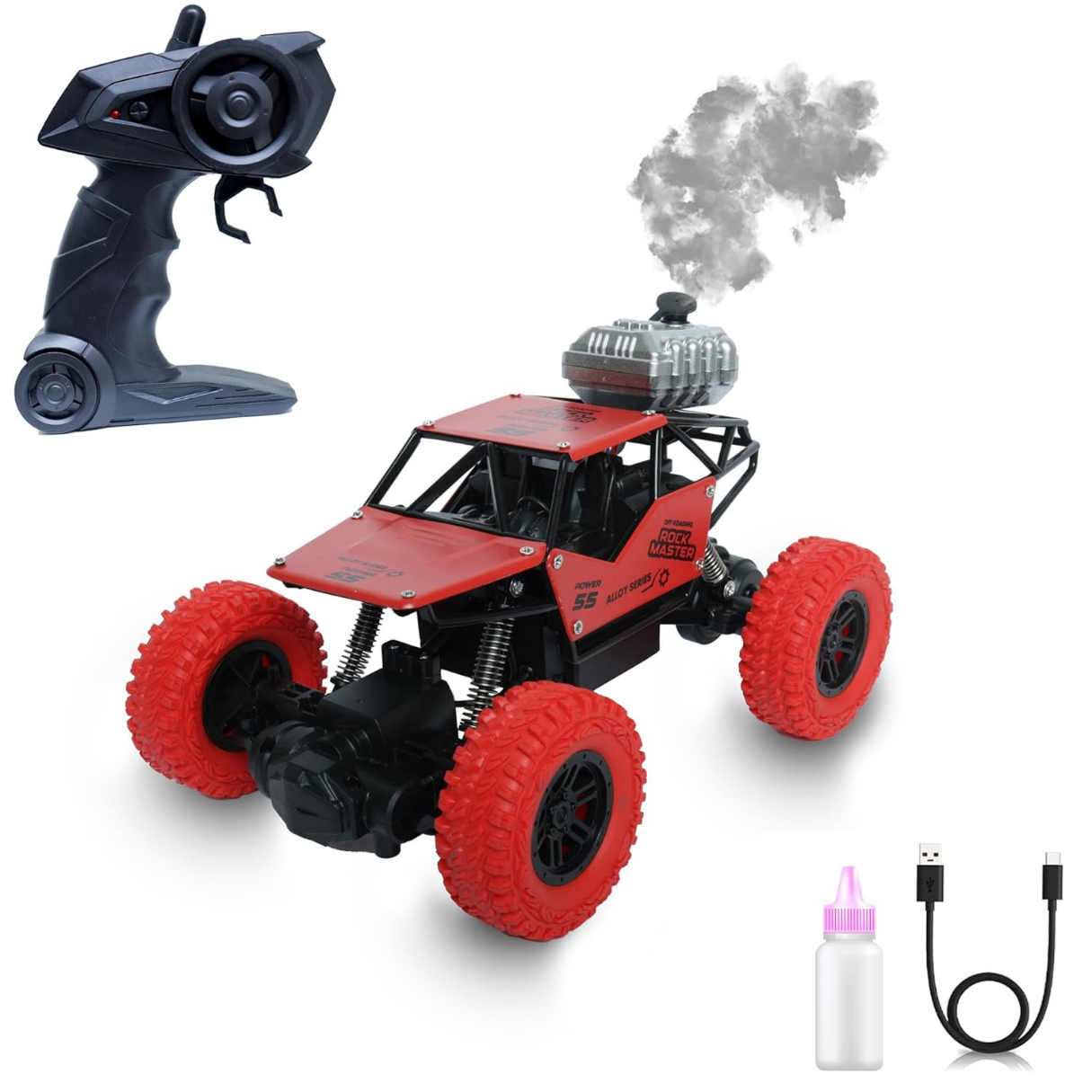 Rock Crawler RC Car with Smoke - Red