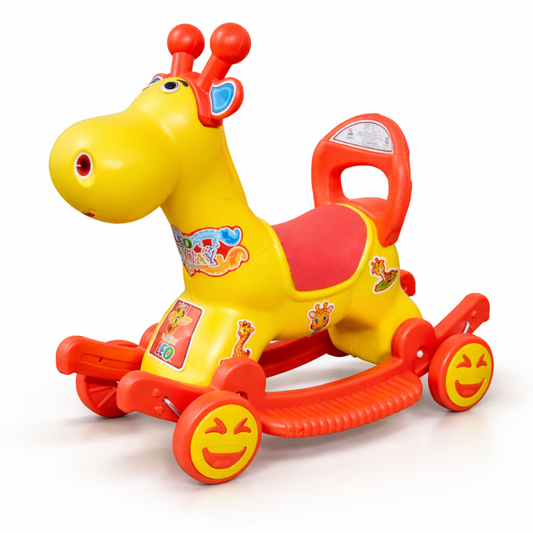 Leo 2-in-1 Ride-On & Rocker Giraffe - Yellow & Red