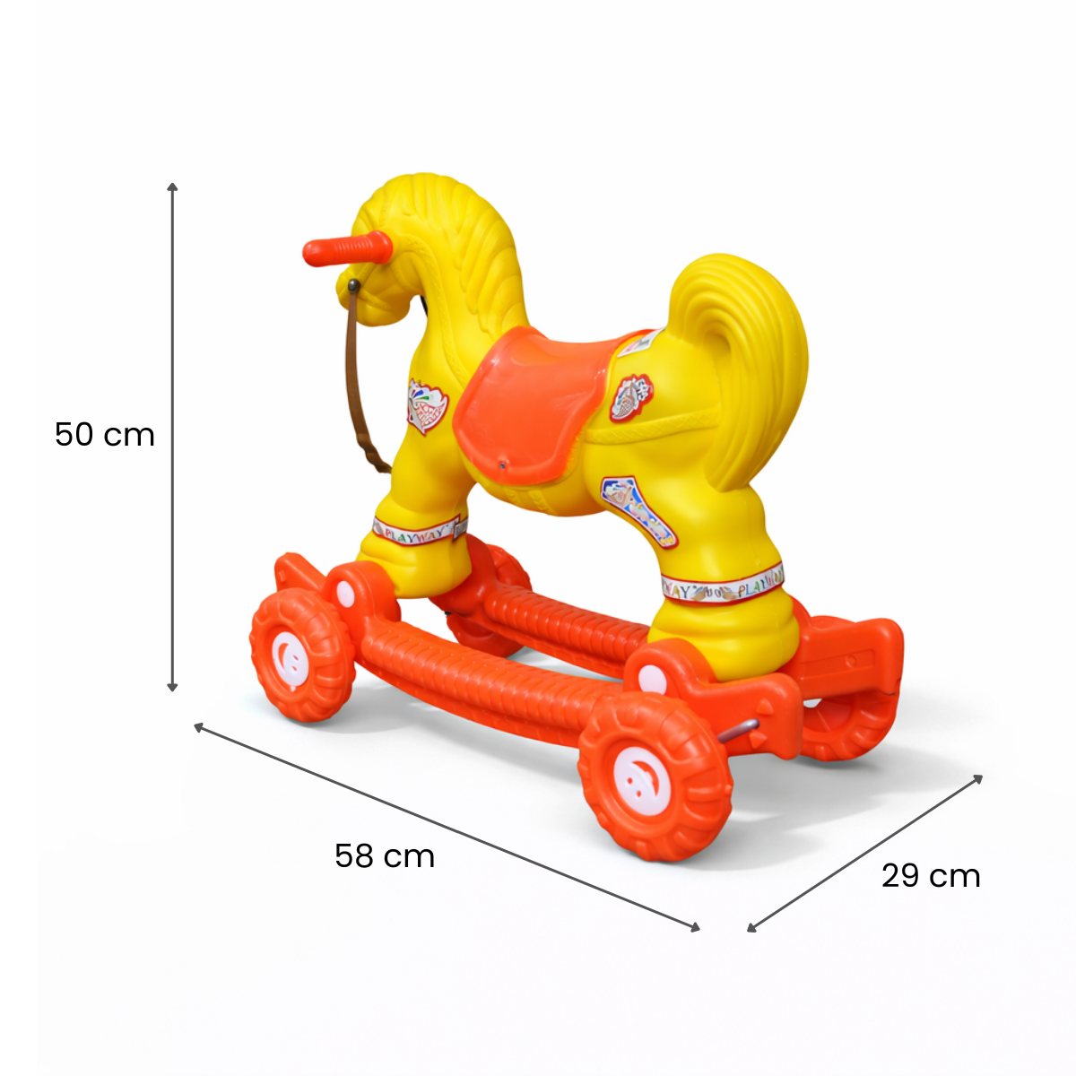 Chetak 2-in-1 Ride-On & Rocker Horse - Yellow & Red