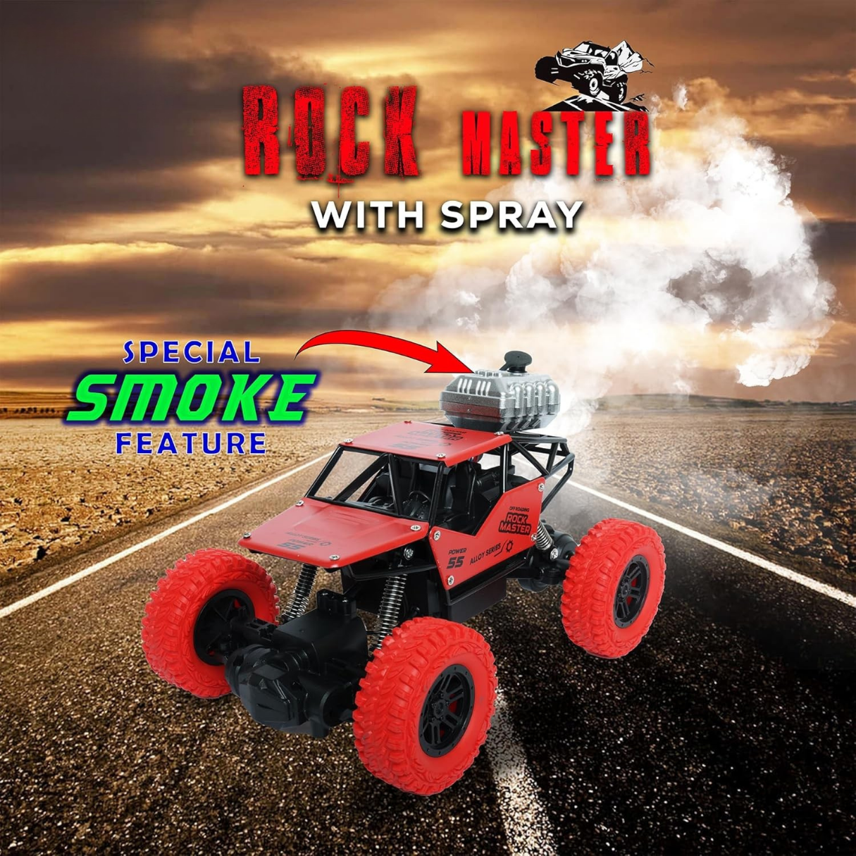 Rock Crawler RC Car with Smoke - Red