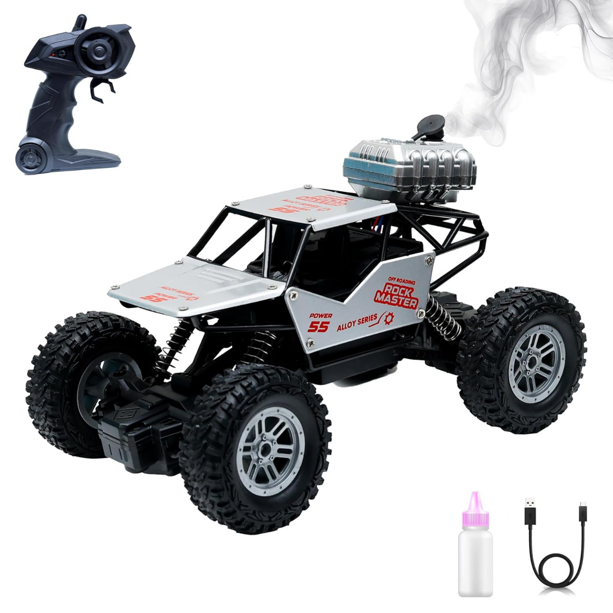 Rock Crawler RC Car with Smoke - Silver