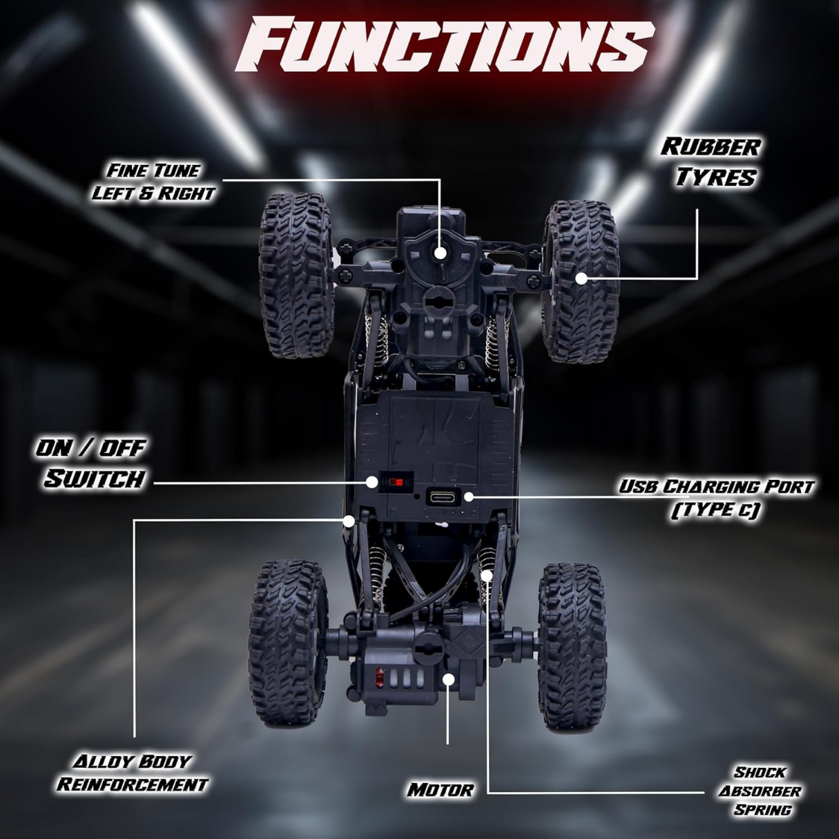 Rock Crawler RC Car with Smoke - Silver