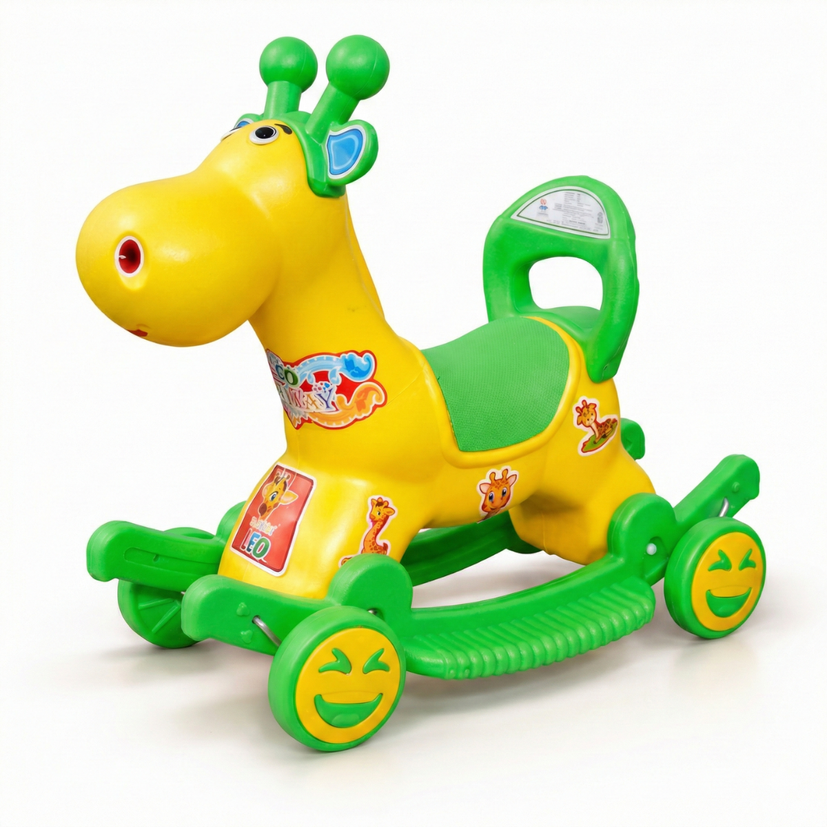 Leo 2-in-1 Ride-On & Rocker Giraffe - Yellow & Green