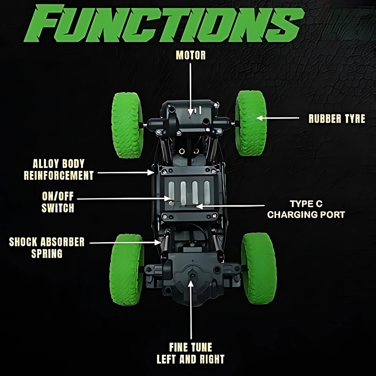 Rock Crawler RC Car with Smoke - Green