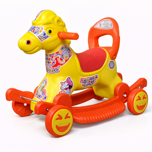 Maharaja Chetak 2-in-1 Ride-On & Rocker Horse - Yellow & Red