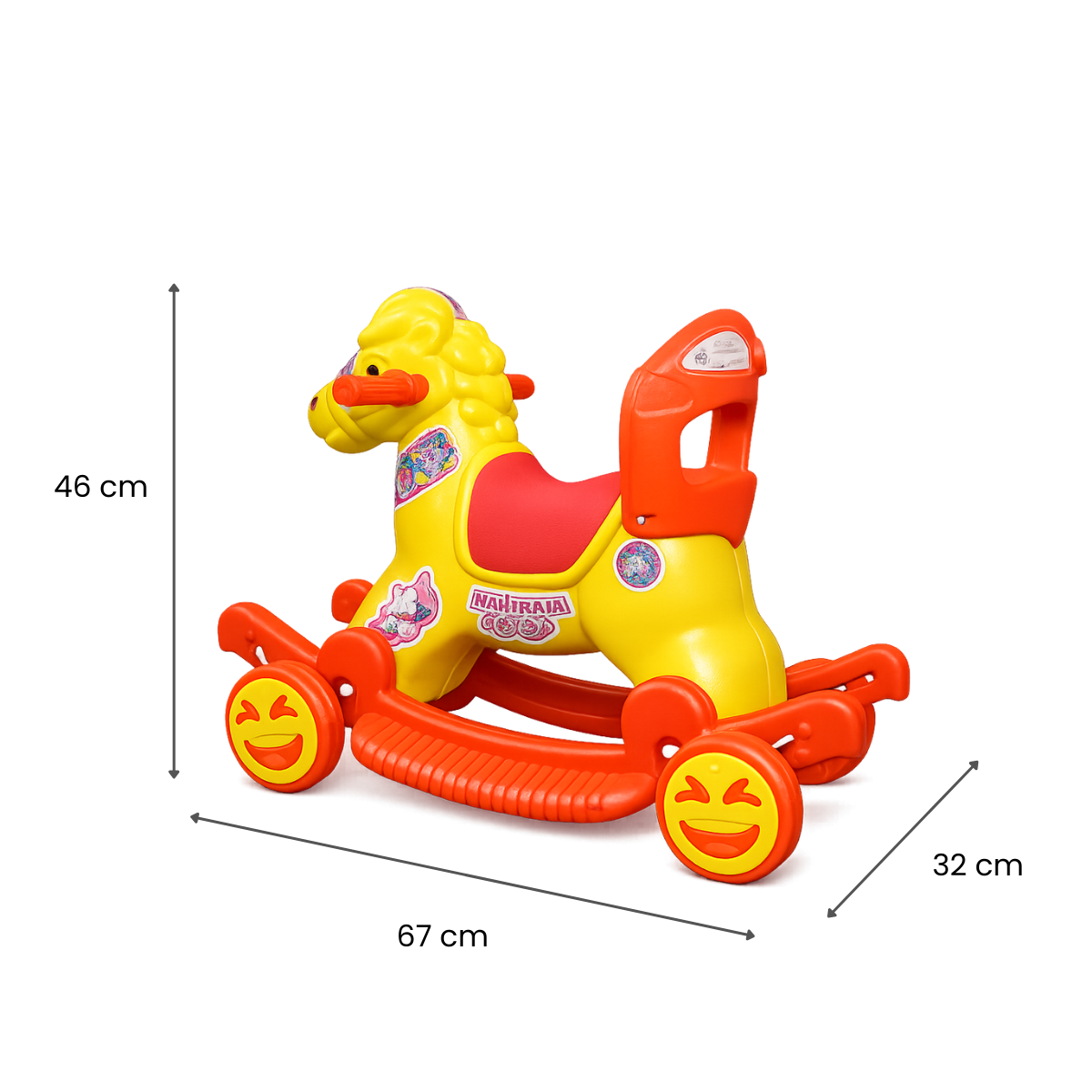 Maharaja Chetak 2-in-1 Ride-On & Rocker Horse - Yellow & Red